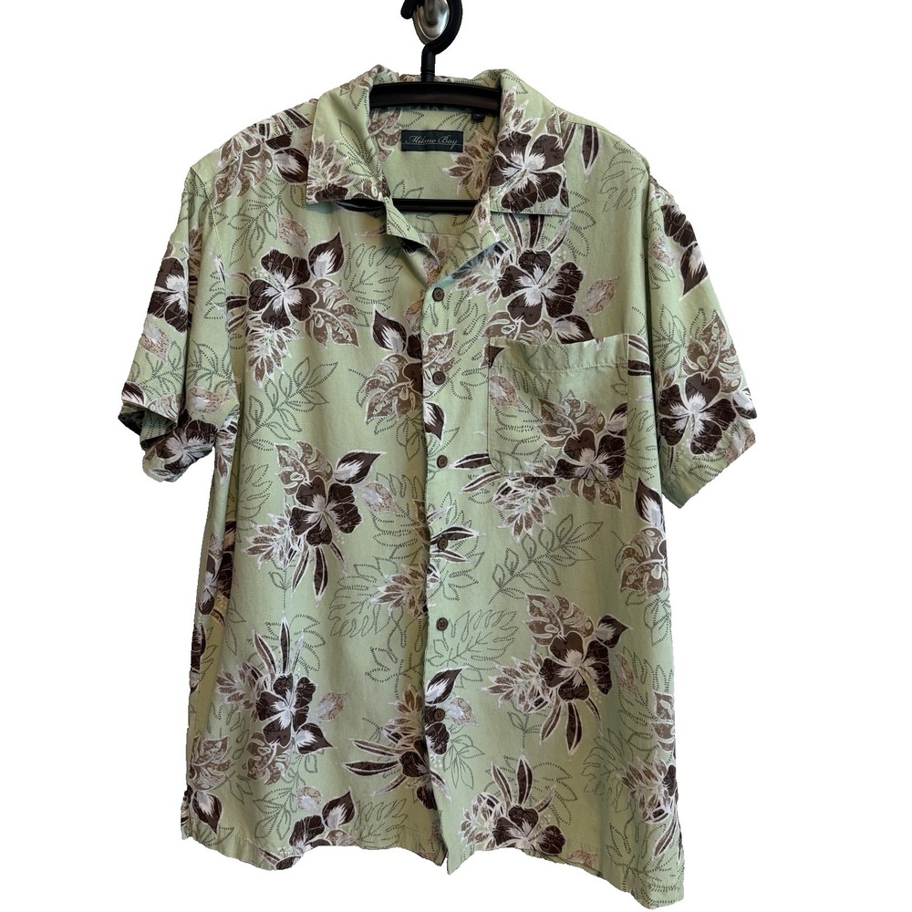 Milano Bay Mens Hawaiian Short Sleeve Button Shirt L Tropical Coastal Vacation